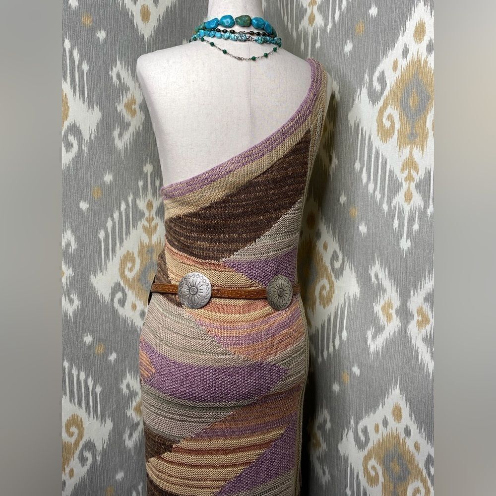 Ralph Lauren Pastel Painted Desert Serape One Shoulder Hand-Knit Dress - Picture 12 of 16